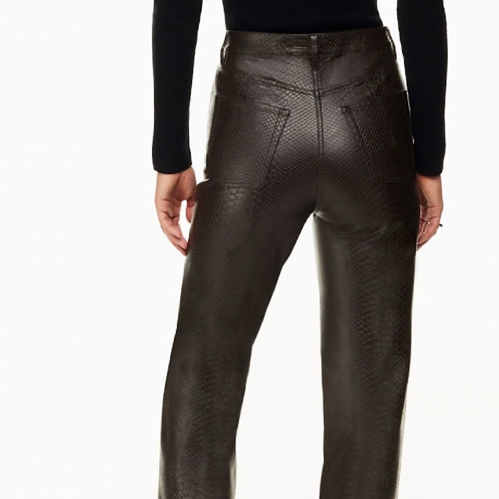 Wilfred Aritzia Chocolate Brown Faux-Leather Textured Pants